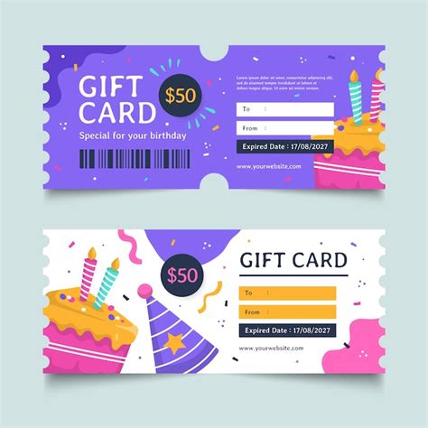 Free Vector | Hand drawn birthday gift voucher design