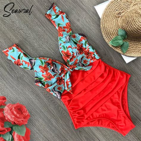 2024 Sexy New Ruffle One Piece Swimsuit Off The Shoulder Swimwear Women