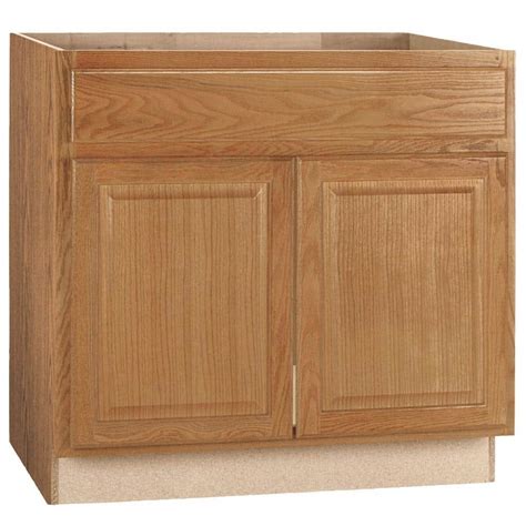 Hampton Bay Hampton Assembled 36x34 5x24 In Sink Base Kitchen Cabinet In Medium Oak Ksb36 Mo