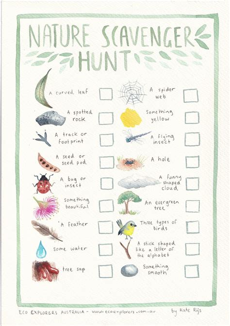 Australian Scavenger Hunt Printable Eco Explorers Nature Scavenger