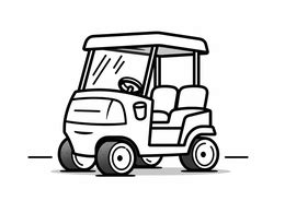 Whimsical Golf Cart Coloring Page - Coloring Page