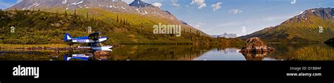 Panoramic photo of the Piper Super Cub float plane on Lower Paradise ...