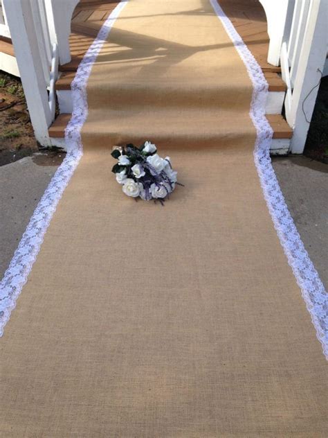 Ivory Or White Aisle Runner Burlap And Lace Aisle Runner 15 Ft