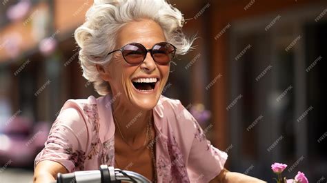 Premium Photo Portrait Of An Attractive Elderly Smiling Woman In Pink