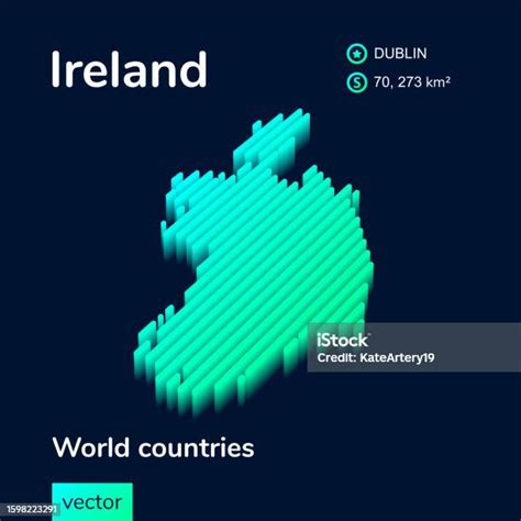 Ilustración De Mapa 3d De Irlanda El Mapa Isométrico Vectorial Rayado