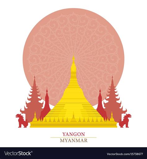 Shwedagon Yangon Myanmar With Decoration Vector Image On Vectorstock Artofit