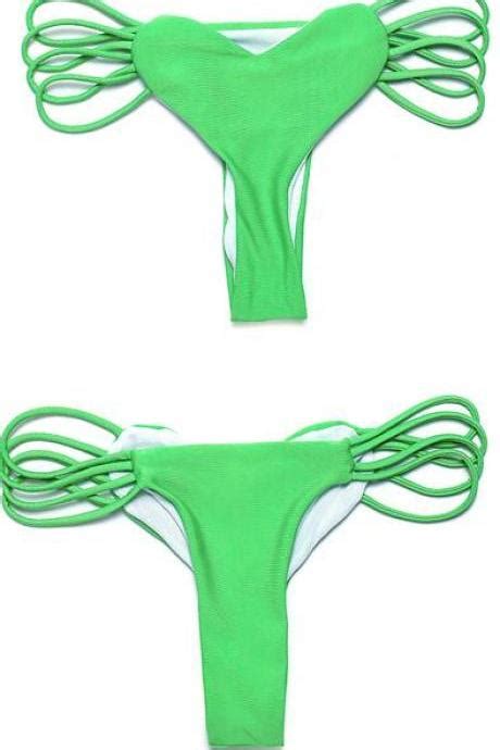 Sexy Heart Shape Straps Triangle Bikini Bottom On Luulla