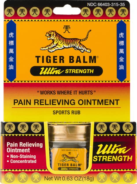 Tiger Balm Ultra Strength Pain Relieving Ointment Non Staining 18 Gm