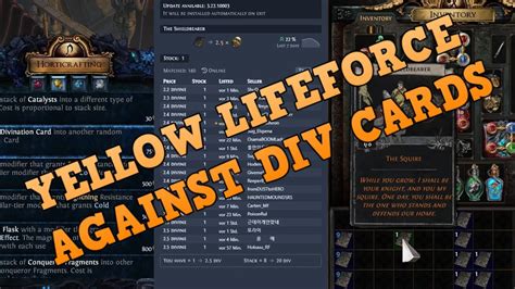 Yellow Lifeforce For Better Divination Cards Poe Path Of Exile