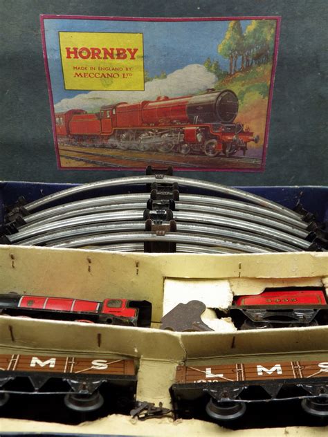 Antique HORNBY O GAUGE 1950s M1 Goods Vintage Boxed CLOCKWORK TRAIN SET