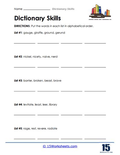 Dictionary Skills Workbooks Worksheets Library