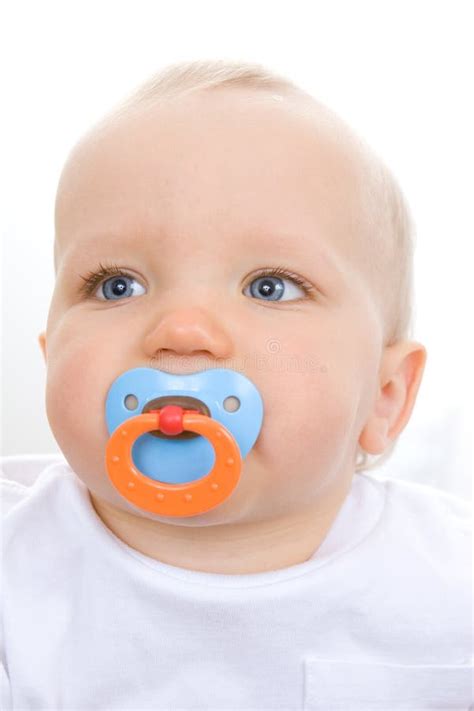 Cute Infant With Pacifier Stock Image Image Of Blond