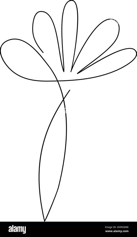 Flower Vector One Line Art Logo Minimalist Contour Drawing Monoline