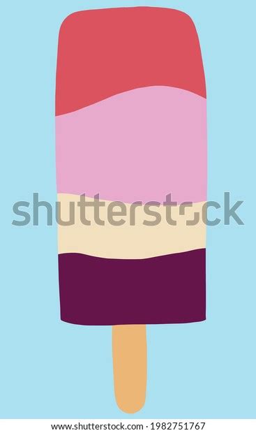 Colorful Freehand Drawing Popsicle Icecream Vector Stock Vector