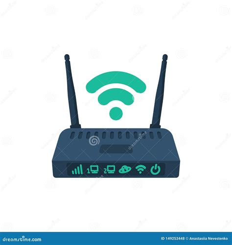 Modem Flat Icon Router Wireless With The Antenna Cartoon Style Stock