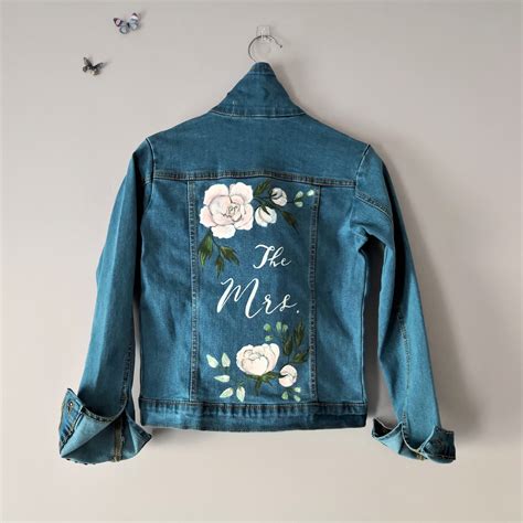 Flower Design Painted Denim Jacket Rockstar Jacket