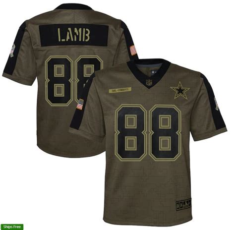 Dallas Cowboys Ceedee Lamb 88 Nfl Olive 2021 Salute To Service Game Men ...