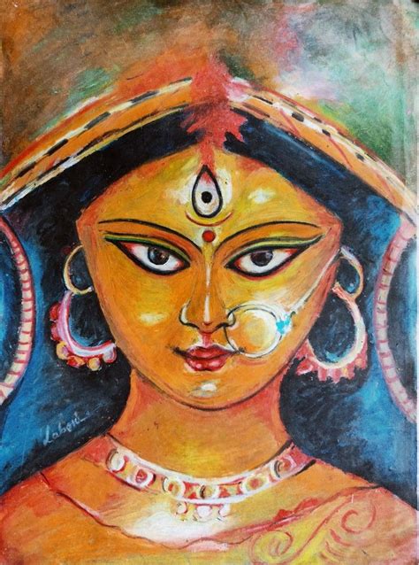 Ma Durga Bengali Art Oil Pastel Drawings Oil Pastel