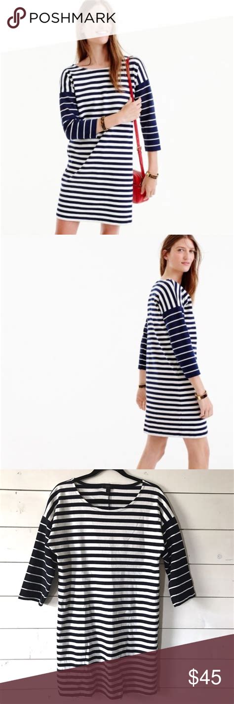 J Crew Blue White Colorblock Stripe Ponte Dress Clothes Design Ponte