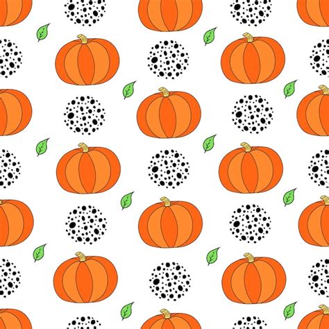 Premium Vector Pumpkin Seamless Pattern Hand Drawn Illustration