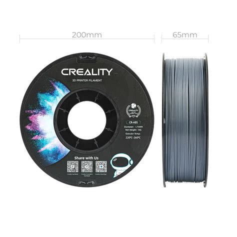 Creality Filamento Cr Abs Gris Para Impresión 3d 1kg Creality Pc Factory