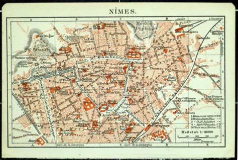 NIMES ALTER STADTPLAN mappa della città vecchia datato 1913 EUR 15