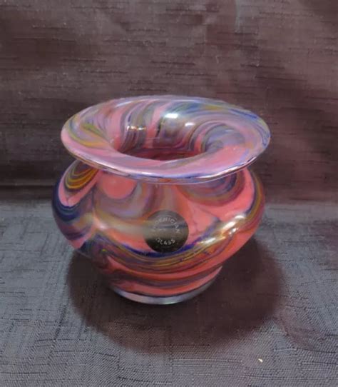 Vintage Phoenician Glass Blowers Malta Signed Glass Vase