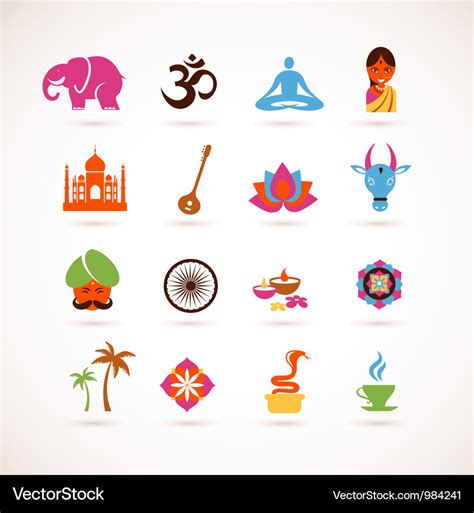 Collection of india icons Royalty Free Vector Image