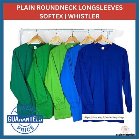 Plain Round Neck Long Sleeves Softex Whistler Royal Blue Sky Blue Apple Green Emerald Dark Green