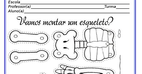 Atividade Desenho Molde Do Esqueleto Para Recortar Pintar E Montar