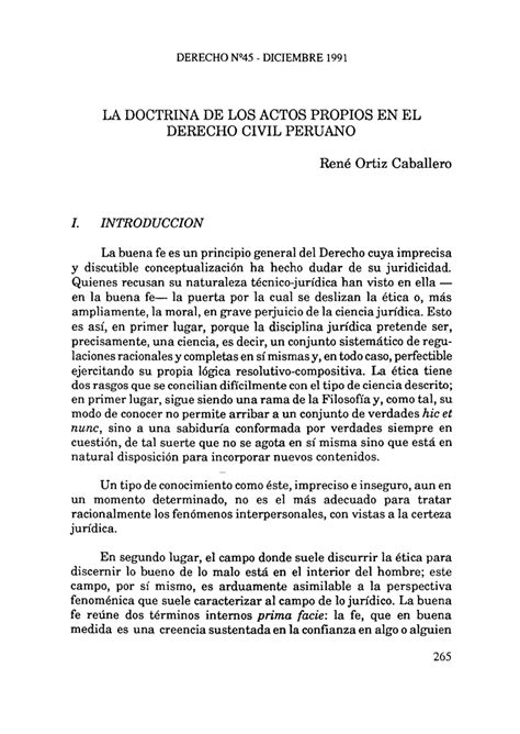 PDF La Doctrina De Los Actos Propios En El Derecho Civil Peruano