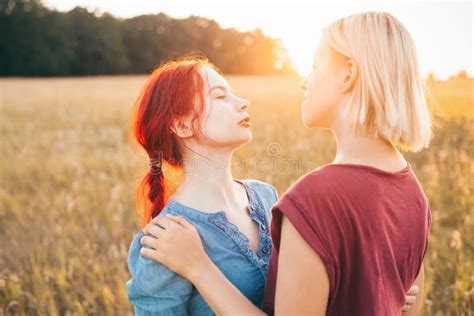 Two Women Having Fun On The Field Stock Photo Image Of Fashion