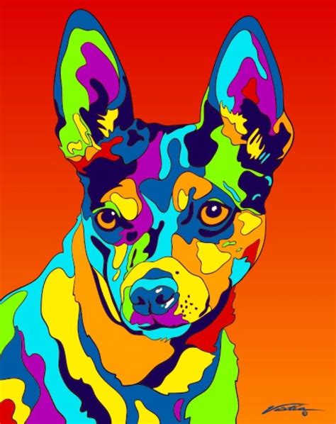 Multi Color Rat Terrier Dog Breed Matted Prints And Canvas Giclées Dog