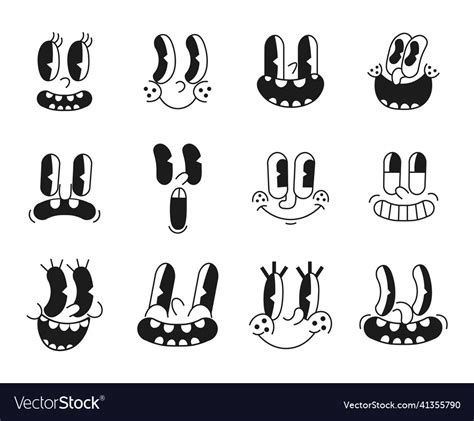 Cartoon Mascot Character Vintage Retro Faces Vector Image