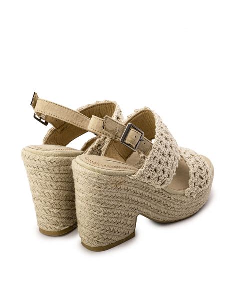 Sandalias Tac N Esparto Crochet Beige Pera Limonera