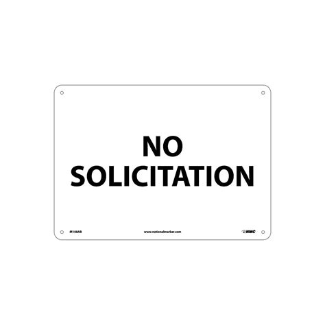 National Marker Notice Signs No Solicitation 10x14 040 Aluminum