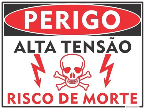 Placa Perigo Alta Tensão Risco De Morte 30x20cm Alumínio Parcelamento