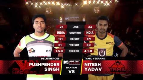 Delhi Heroes Vs Tamil Veerans MTV Super Fight League Pushpender