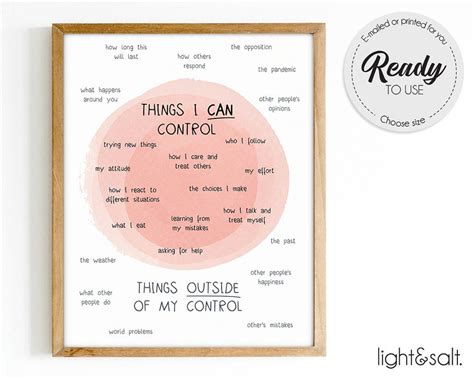 Things I Can Control Poster Mental Health Therapy Counseling Wall Art