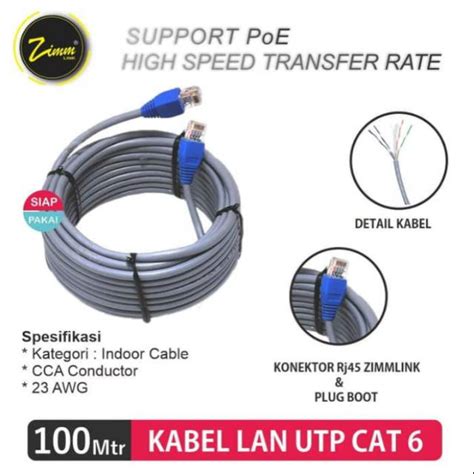 Jual Kabel Lan Indoor Utp Cat Zimmlink Panjang Meter Siap Pakai