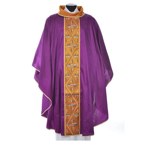 Catholic Priest Chasuble In 100 Silk With Cross Design Online Sales