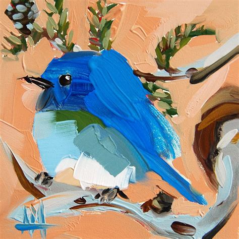 Nevada Mountain Bluebird Original Bird Oil Painting By Angela Moulton 5