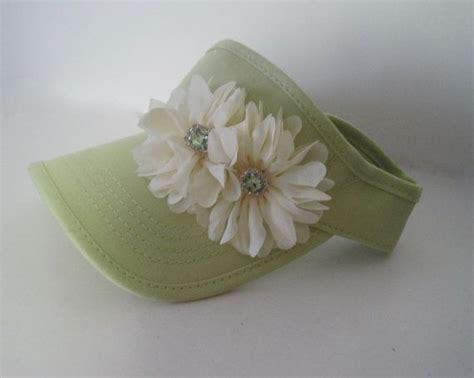 Adorable Mint Green Golf Sun Visor With Chiffon Flowers