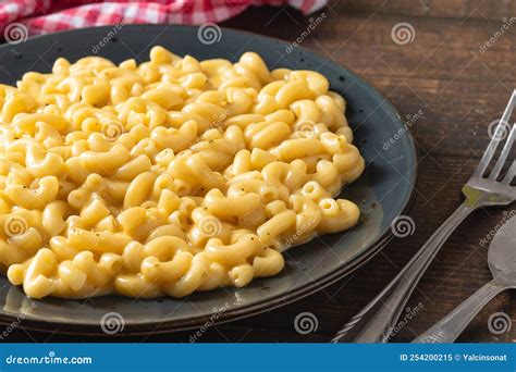 Delicious Mac N Cheese Or Macaroni And Cheese On A Black Porcelain