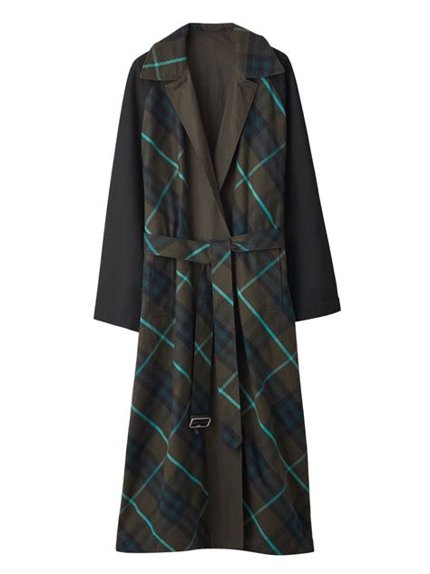 Burberry Check Plaid Reversible Trench Coat Green Farfetch