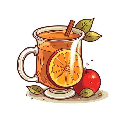 Hot Apple Cider Vector Sticker Clipart Hand Drawn Illustration Of Apple Marmalade On A Cup