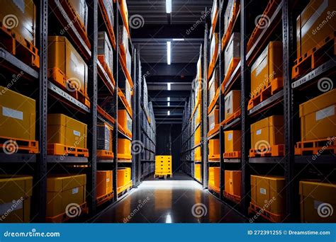 Large Warehouse for Storage of Goods, Racks, Shelves, Goods, Background ...