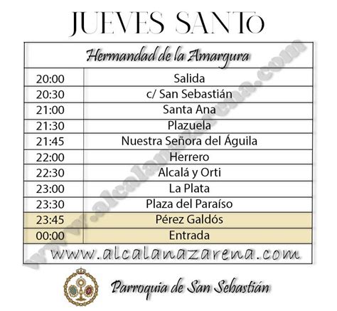 Jueves Santo Hermandad De La Amargura Horario Y Recorrido Alcal