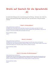 Briefe A1 pdf Briefe auf Deutsch für Sprachstufe A1 besten