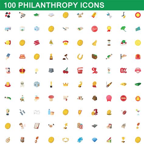 Philanthropy Icons Set Cartoon Style Vector Art At Vecteezy